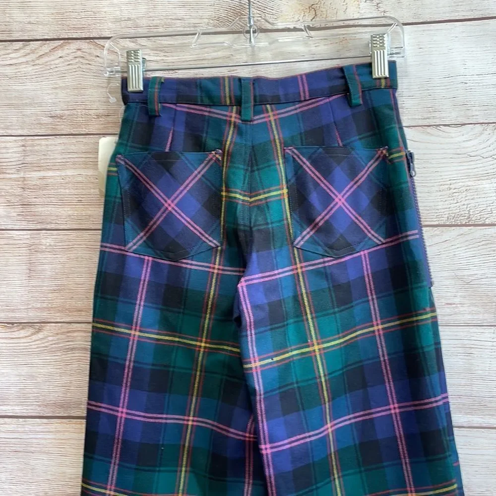 VINTAGE NEW WITH‎ TAGS RALPH LAUREN WIDE LEG PLAID PANTS IN 100% WOOL